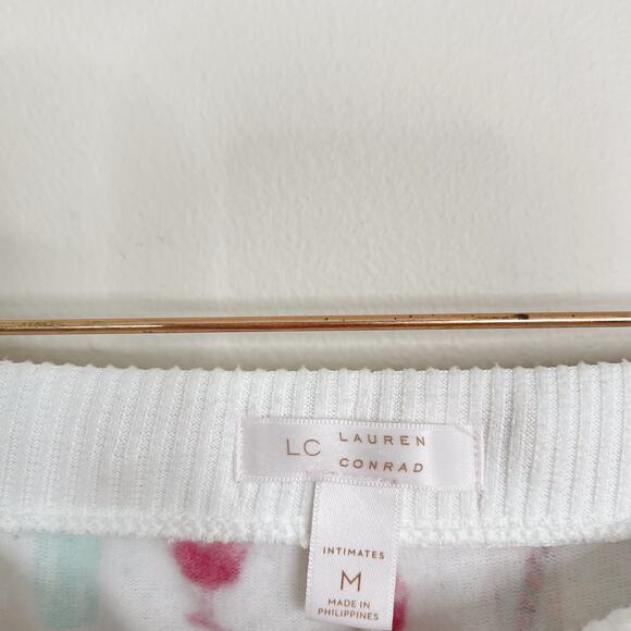 LC Lauren Conrad Cocktail Jogger Pajama Pants White Medium M Intimates Fleece - Picture 8 of 9